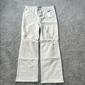 Women's Distressed Cream Jeans